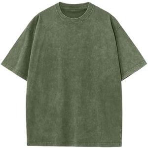 Men's Cotton T-Shirts Oversized Unisex Short Sleeves Casual Loose Wash Solid Basic Tee Tops Large