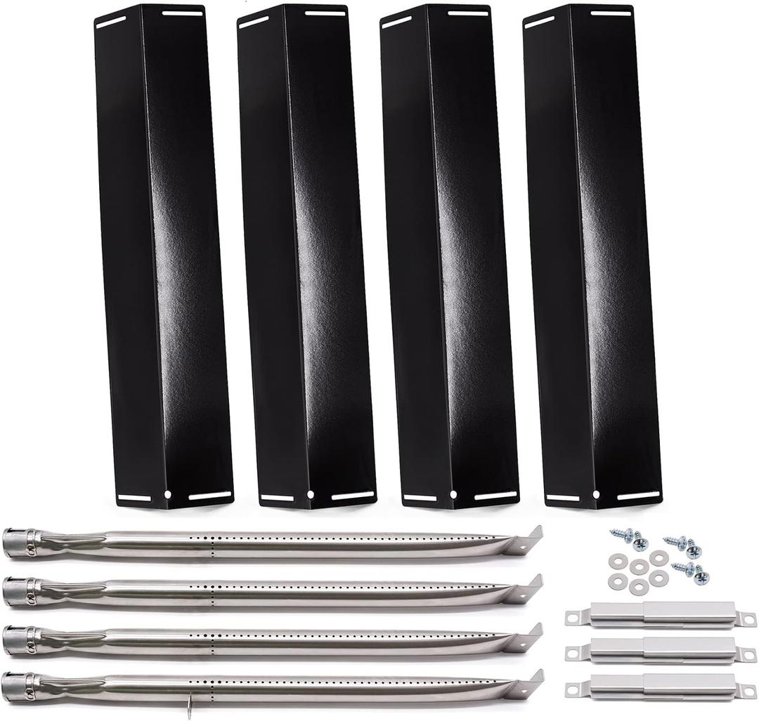 Replacement Parts for Charbroil 463211514 463211513 463211512 463211516 463211511 Classic 4 Burner Grills, 3 PCS Carry Over Tubes Carryover Tubes, 4 PCS Heat Tents Heat Shields, 4 Burners