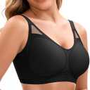 Jelly Bras for Women Full Coverage Plus Size Tshirt Bra Back Fat Smoothing Wireless Brasieres, Black, XL (Black, XL)