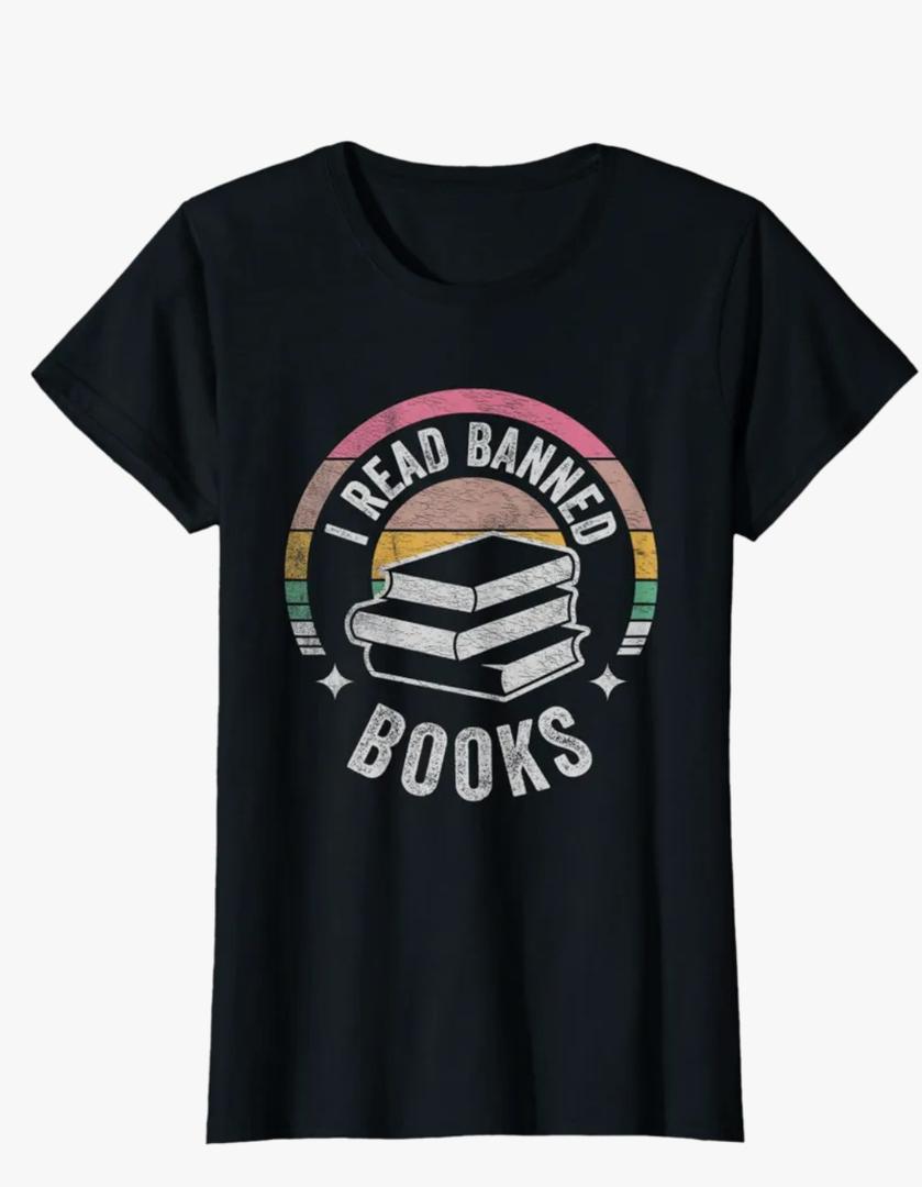 Retro Vintage Banned Books Shirt I Read Banned Books T-Shirt, M