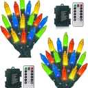 2Pack 50 LED Battery Operated Christmas Lights 17.7 FT, Multicolor Waterproof Mini String Lights with 8 Lighting Modes,Timer, Remote Control, for Tree, Christmas Decoration, Outdoor, Indoor