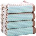 Pidada Hand Towels Set of 4 Striped Pattern 100% Cotton Soft Absorbent Decorative Towel for Bathroom (Brown) (13.4 x 29.5)