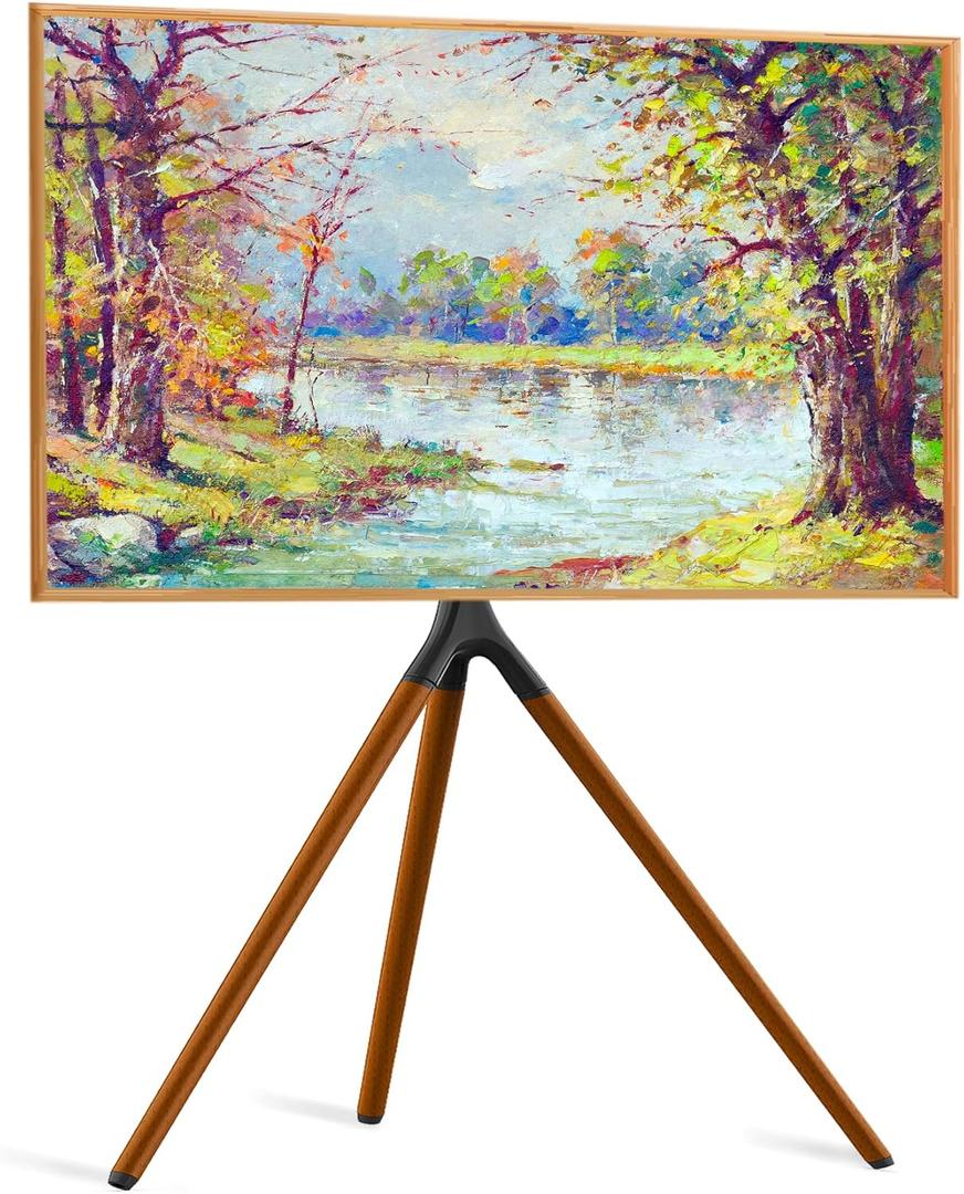 Easel TV Stand with Tripod Base for 45-65 inch Flat Screen up to 77lbs, Height Adjustable TV Stand Tripod for Living Room w/Cable Ties, 180Swivel, Black