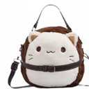 Plush Bag with Cat Design Shoulder Bag Handbag for Girls Novelty Kawaii Purse (Mini, White)