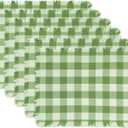 DII Heavyweight Fringed Check Tabletop Collection, Placemat Set, 13x19, Bright Green, 6 Piece