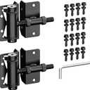 Heavy Duty Self Closing Gate Hinges for Metal/Vinyl/PVC/Wood Fence,90 Degree Narrow Wood Door Hinges with Adjustable Tension,Gate Closer Hinges for Swing Door,Gate Hardware Kit,2 Pack/Set,Black Finish