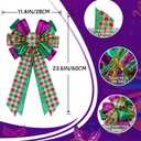2 Pcs Mardi Gras Bows for Wreaths Decorations,12x20 Large Glitter Tree Topper Bow Decor for Holiday Party Wall Home Front Door Float Golf Cart Gold Green Purple