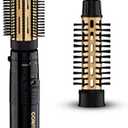 Conair 2-in-1 Hot Air Curling Combo, Includes 1.5-inch Curl Brush and 1-inch Aluminum Bristle Brush (Black / Gold)