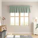 LKTCOBTAC Light Green Small Tiers Kitchen Short Small Mini Window Curtains Valance 12 inches Length Blackout Home Decor Blackout Basement rv Camper Living Room/Bedroom 42W by 12L 1 Piece Rod Pocket