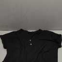 ANRABESS Womens Short Sleeve Henley Tops V Neck Dressy Casual Blouses Summer Trendy Tee Shirts 2025 Vacation Fashion Clothes (Extra Large, Black)