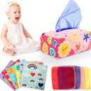 Baby Tissue Box - Montessori Toys for 6-12 Months, 1 Year Old - Soft Stuffed High Contrast Crinkle Infant Sensory Toy, Boys&Girls Toddler Early Learning Baby Gifts