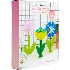 C. R. Gibson ADF-25045 Kailo Chic Acrylic Flower Home Decorations, Sizes Vary, Blue Lavender and Teal, 3 Pieces