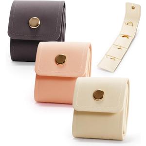 2 x 3Pcs Mini Travel Jewelry Bag,Foldable Multifunctional Travel Jewelrys Pouch, Essential Travel Jewelry Case for Rings, Mini Travel Jewelry RollsPrevents Loss