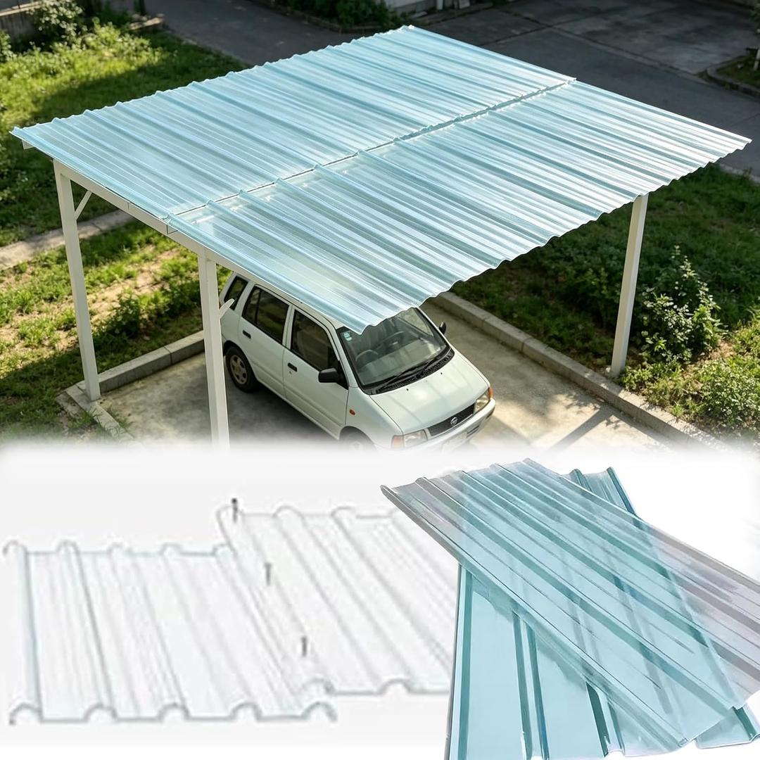 Polycarbonate Cladding Walling Sheeting 10 pcs 3'x 3.2' 1mm Thick Corrugated Plastic Roof Panels for Greenhouse Outdoor Canopies Carport, 1x0.9 m/39x35 in
