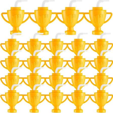 Amyhill 24 Pcs Race Car Trophy Cups With Straws and Lids 12 Oz Plastic Race Car Birthday Party Supplies And Favors For Kids Adults Props Rewards Winning Prizes Competitions (Yellow0