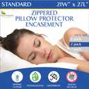 Standard Pillow Protectors (Set of 2)  Zippered Waterproof Pillow Covers Hypoallergenic Dust and Allergen Proof Pillowcase Encasement