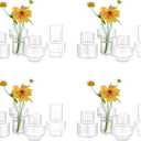 Hewory Ribbed Bud Vases for Centerpieces: Set of 16 Small Clear Glass Vase for Bridal Baby Shower Home Decor - Modern Table Decoration for Wedding & Event Planners