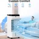 Uthfy Portable Air Conditioners, 3 IN 1 Evaporative Air Cooler with Detachable Water Tank, 6 Ice Packs, 12H Timer, 120° Oscillation, Remote, 3 Speeds, 4 Modes, Swamp Cooler for Bedroom, Milky White