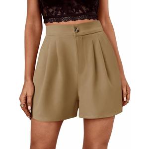 Febriajuce Women High Waisted Dressy Shorts Wide Leg Summer Casual Flare Short Pants with Pockets (S)
