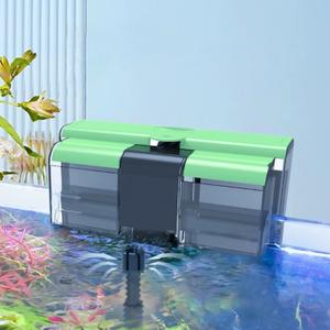 Aquarium Filter Hang on Fish Tank Filters Adjustable Ultra-Quiet Powerful U-V Fish Tank Filter for Aquariums Up to 45 Gal, Green Clean Machine