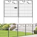 FOREHOGAR Decorative Metal Garden Fence 30in(H) X16ft(L) 1 gate+7 Panels Temporary Dog Fence Border for Landscape Patio Outdoor with gate, No dig Garden Fencing Gates for Yard