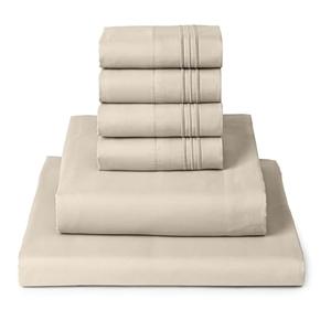 Mellanni Queen Sheet Set - 6-Piece Iconic Collection Bedding, (Including 4 Pillowcases), 16-Inch Deep Pocket, Easy Care, Extra Soft, Cooling Sheets, Brushed Microfiber - Beige