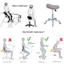 Professional Saddle Stool with Wheels Ergonomic Swivel Rolling Height Adjustable for Clinic Dentist Beauty Salon Tattoo Home Office (Grey)