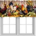 Valances for Windows,Rod Pocket,52 x 18 inch,Roosters Wood Background