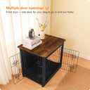 27" Dog Crate Furniture, Dog Kennel Indoor, with Waterproof Cushion | Small Wooden Kennel Table Indoor, Double Doors, Decorative Pet House as TV/Night Stand Side/End Table, Black+Rustic Brown, 27.2"L x 20.1"W x 23.6"H