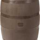 50-Gallon Rain Barrel with Brass Spigot, Flat Back Rain Water Collection Barrel, Walnut Color