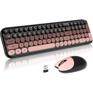 Dilter Wireless Keyboard Mouse Combo, Portable Retro Keyboard with Compact Size, 2 in 1 USB Connected Mouse for Windows PC, Laptop, Computer, Desktop, Home and Office Use
