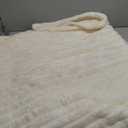 decorUhome Christmas Soft Fleece Beige Throw Blanket for Couch, Cozy Fluffy Plush Flannel Striped Blanket for Sofa Bed, Lightweight Decorative Ribbed Fuzzy Blanket for Woman, 50x60 Inches