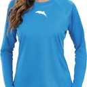 Halcurt Women's Long Sleeve Rash Guard Swim Shirt with Built in Bra Lightweight UPF50+ Quick Dry Swimsuit Top (Blue, XXXL)