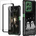 Case for Motorola Moto G Stylus 5G 2025 with Tempered Glass Screen Protector, Full-Body Protective Shockproof Rugged Bumper Durable Phone Cover Case, Funny Ghosts
