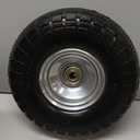 10-Inch 4.10/3.50-4" Flat-free Solid Tire and Wheel with 5/8" Axle Bore Hole, 2.2" Offset Hub for Hand Truck Garden Wagon Cart Trolley Dolly Lawn Mover Go Kart Replacement Tire, 4 Pack