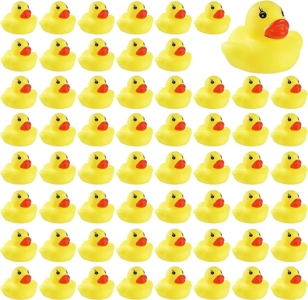 GliSun 60 PCS Rubber Ducks Bath Toys Mini Ducks Float and Fun Squeak for Kids Bath Toy Shower Decorations Birthday Party Carnival Game Gift