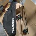 PLUSINNO 27.0, 9.0 In Fly Fishing Rod and Reel Combo, 4 Piece Lightweight Ultra-Portable Graphite Fly Rod 5/6 Complete Starter Package with Carrier Bag