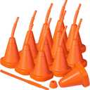 Gerrii 12 PCS Construction Cone Cups with Straws Bulk - 10 oz Reusable Traffic Cones Plastic Cups Set for Traffic Race Car Birthday Party Supplies (Orange)
