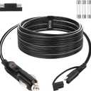 10FT 14WG 12V Cigarette Lighter Plug to SAE Quick Release Adapter Extension Charging Cable With 20A Fuse and LED Light