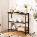 HOOBRO 29.5" Narrow Console Table, 3 Tier Entryway Table with Shelves, Thin Sofa Table, Behind Couch Table, Display Side Table, for Hallway, Entrance, Living Room, Black BB73XG01