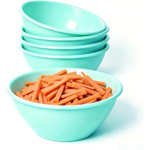 Youngever 5 Pack 32 oz Plastic Cereal Bowls, Reusable Soup Bowls, Fruit Bowls, Serving Bowls, Lightweight and Durable (Robin Blue)