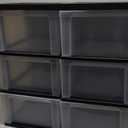 IRIS USA 3-Drawer Slim Narrow Storage Organizer, 2-Pack, Black/Clear