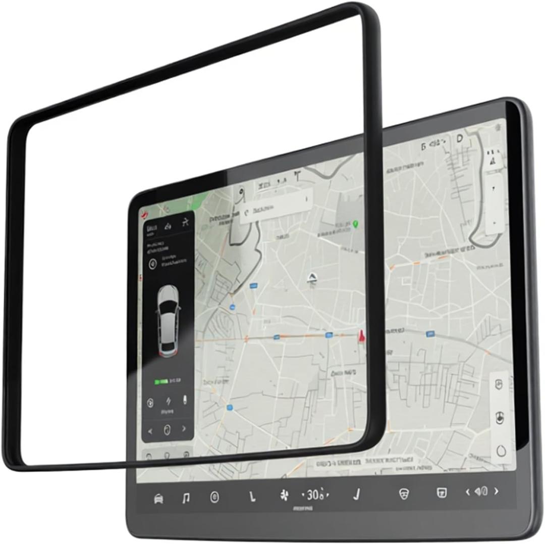 TUDIA 2-in-1 Screen Protector for Tesla Model 3 (2017-2023) & Model Y (2020-2024) - 15" Anti-Glare Tempered Glass Screen Cover - 9H Hardness Scratch Resistant Matte Finish Snap-On Case - Black