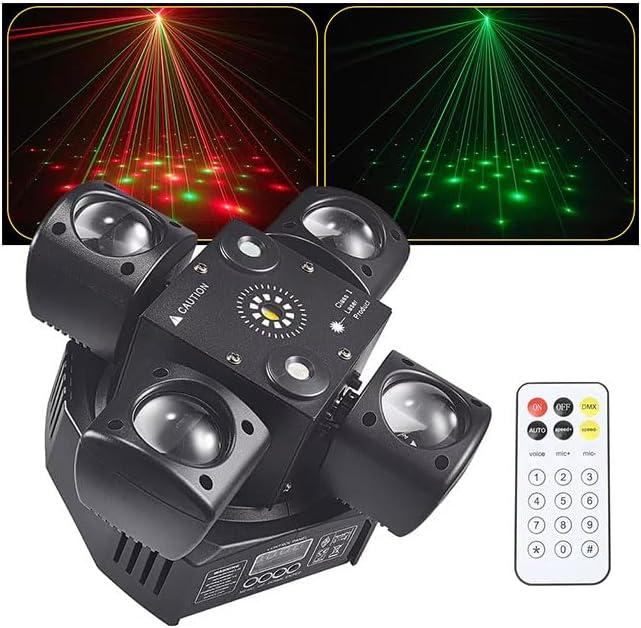 Moving Head DJ Light with Remote Control 4 Arms RGBW Home Party Disco Light with Sound Active DMX Strobe Beam Lighting for Halloween Christmas