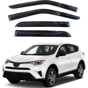 KPY Window Visor Compatible with Toyota RAV4 2013-2018, 4PC Rain Guard Side Window Vent Deflectors Tape-On Mugen Style, 2013 2014 2015 2016 2017 2018