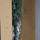 7.5FT Pre-lit Snow Flocked Christmas Tree Spruce with Remote Control, 600 Warm White Multi-Color Lights, Artificial Hinged/Feel Real/Realistic for Home, Holiday Decoration Dual Color LED