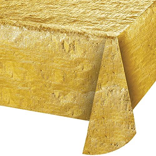 Creative Converting 38321 Metallic Gold Theme Plastic Tablecloth