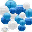 Paper Lanterns Party Decorations Blue - Hanging Paper Lanterns Indoor Outdoor - Wedding Graduation Birthday Baby Shower Party Supplies, 15pcs