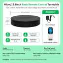 Remote-Controlled Motorized Turntable,Electric Rotating Display Stand,Speed-Adjustable Rotating Platform,Multi-Mode 360° Photography Turntable for 3D Scan,Photography,Showcase(15.8inch/Black)