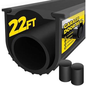 Holikme Garage Door Seals Bottom Rubber,Weather Stripping Kit Seal Strip Replacement, 5/16 Inch T-End, 3.74 Inch Width (22Ft, Black)